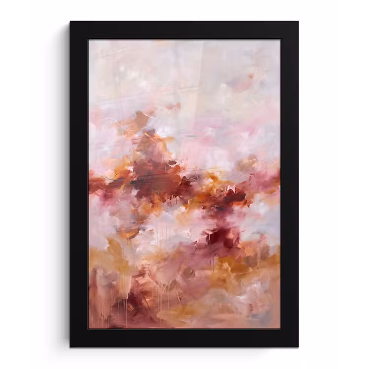 Abstract - Kleurrijk - Kunst - Modern - Roze-Rood fotolijst zwart zonder passe partout klein -3d