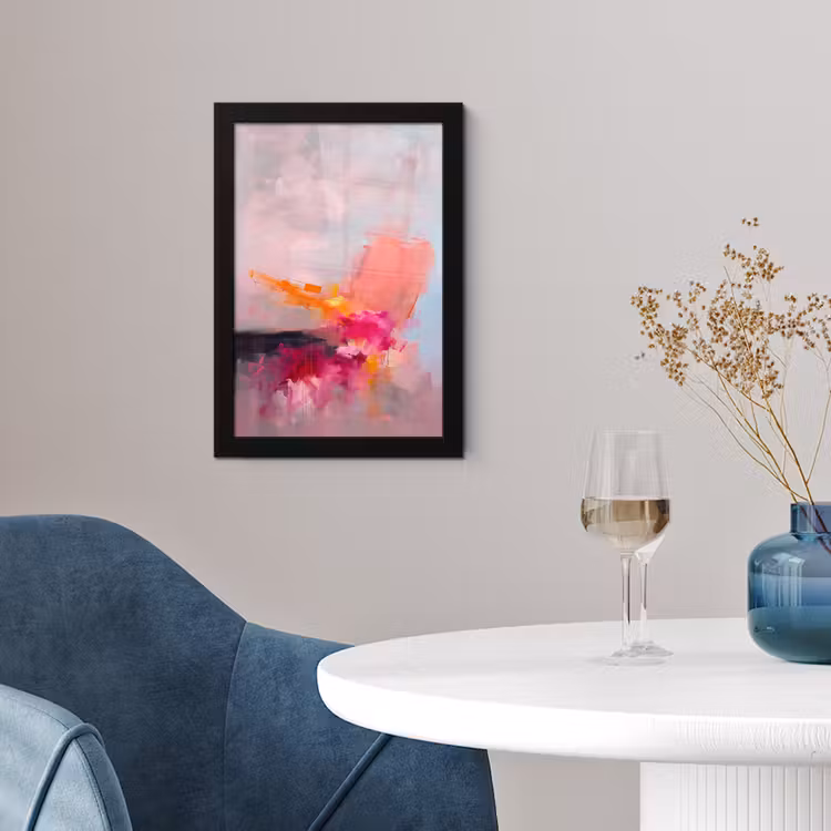 Abstract - Kleurrijk - Modern - Roze fotolijst zwart zonder passe partout klein -sfeer4