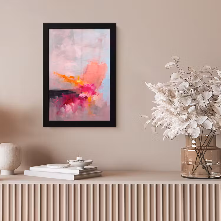 Abstract - Kleurrijk - Modern - Roze fotolijst zwart zonder passe partout klein -sfeer5