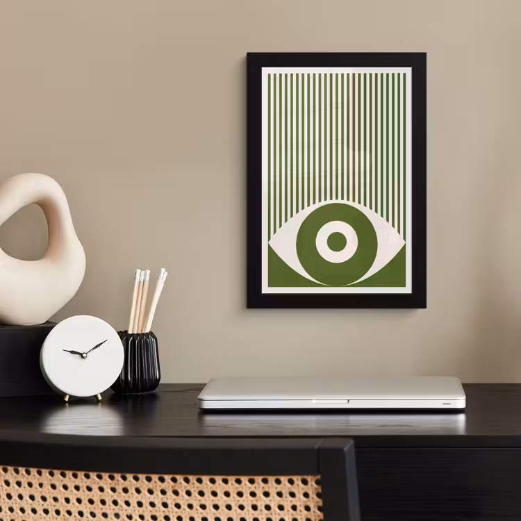 Abstract - Oog - Strepen - Modern - Groen fotolijst zwart zonder passe partout klein -sfeer1