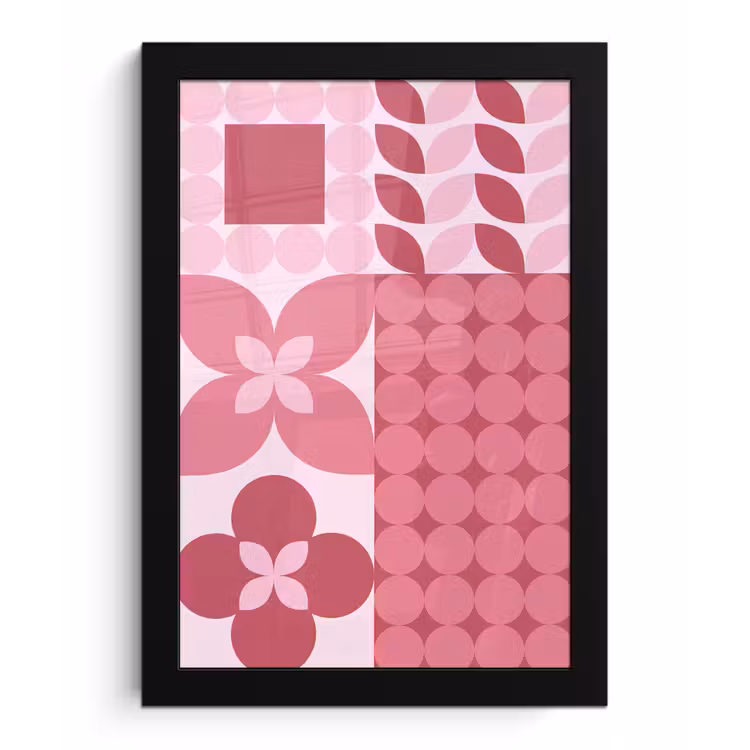 Abstract - Geometrisch - Patroon - Modern - Roze fotolijst zwart zonder passe partout klein -3d