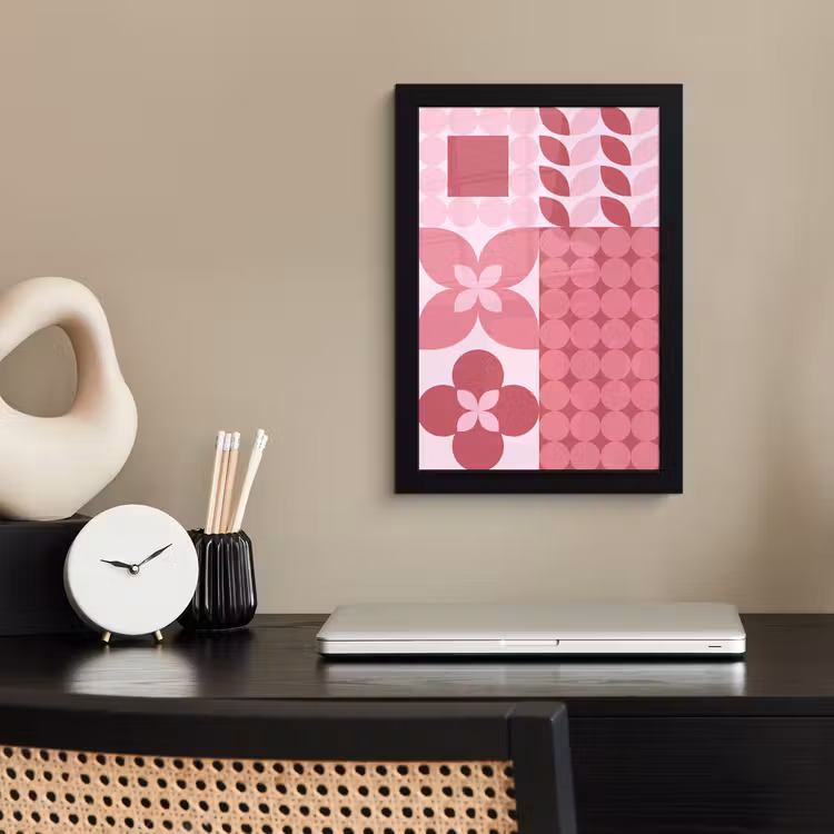 Abstract - Geometrisch - Patroon - Modern - Roze fotolijst zwart zonder passe partout klein -sfeer1
