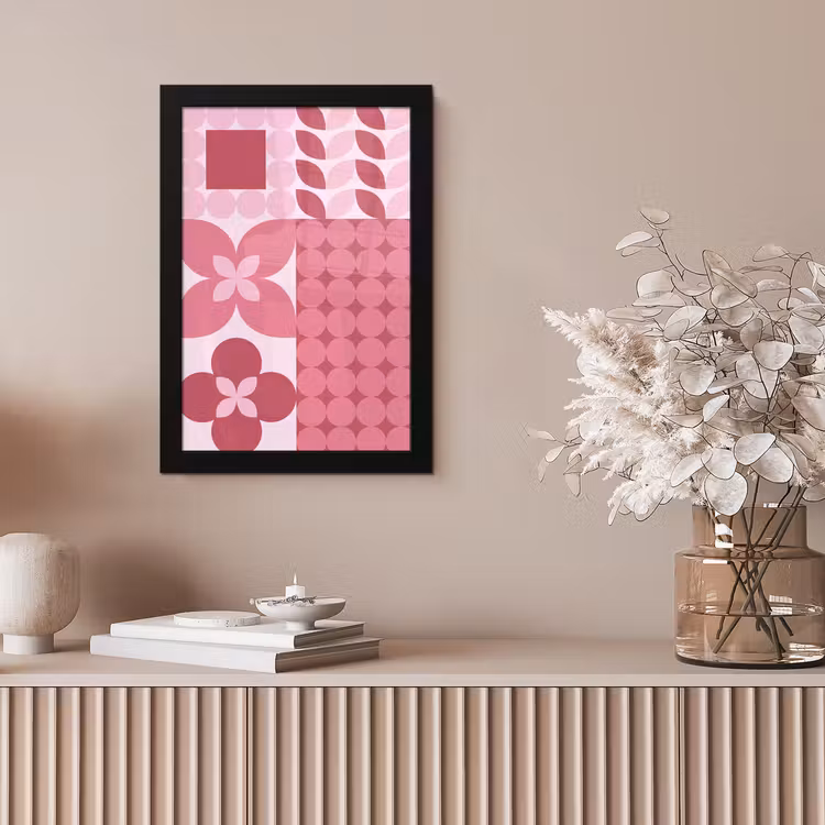 Abstract - Geometrisch - Patroon - Modern - Roze fotolijst zwart zonder passe partout klein -sfeer5