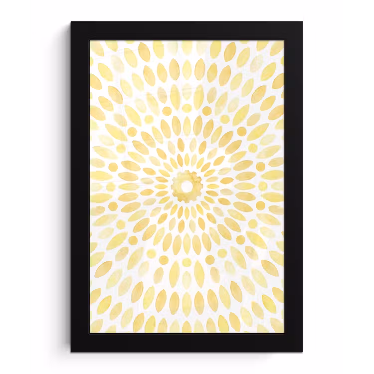 Abstract - Geometrisch - Stralend - Geel fotolijst zwart zonder passe partout klein -3d