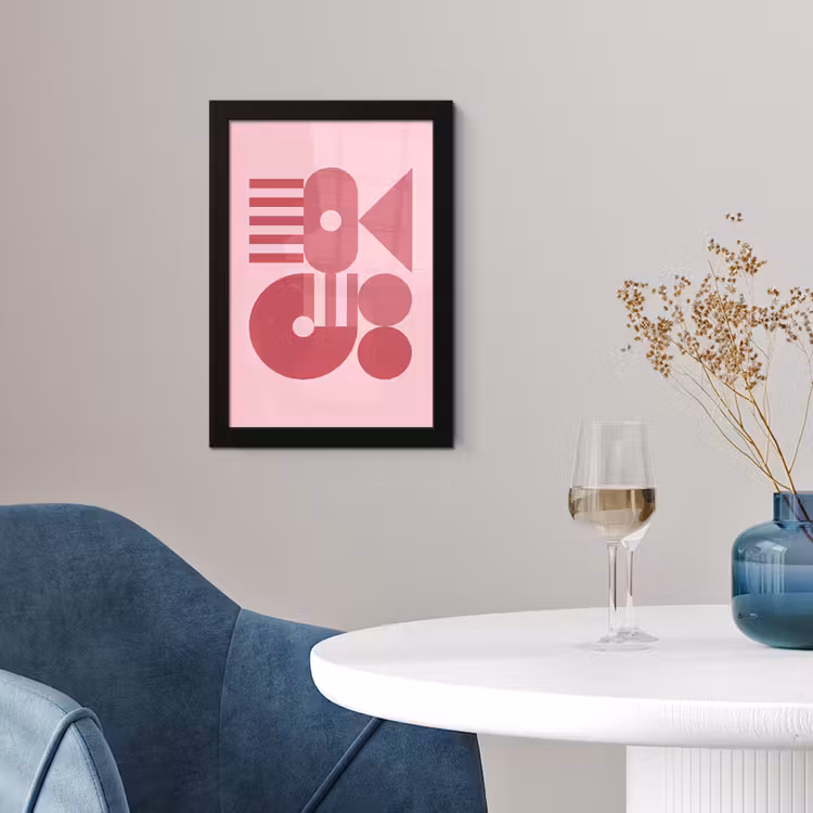 Abstract - Geometrisch - Vormen - Roze fotolijst zwart zonder passe partout klein -sfeer4