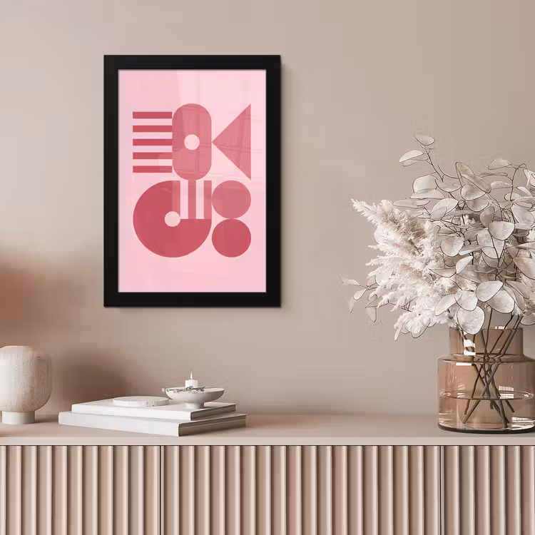 Abstract - Geometrisch - Vormen - Roze fotolijst zwart zonder passe partout klein -sfeer5