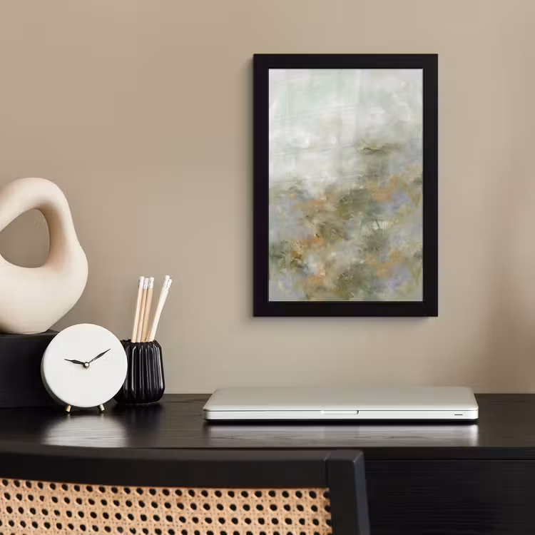 Abstract - Groen - Beige - Modern - Kunst fotolijst zwart zonder passe partout klein -sfeer1