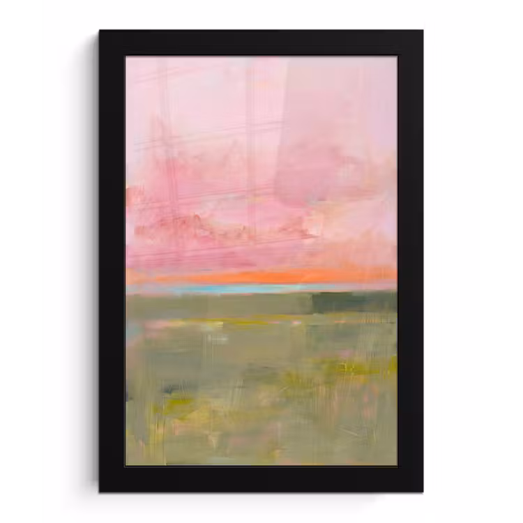 Abstract - Landschap - Modern - Roze - Oranje fotolijst zwart zonder passe partout klein -3d