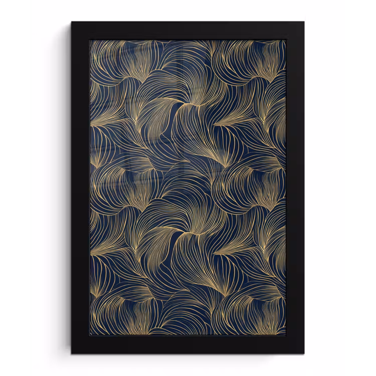 Abstract - Lijnen - Blauw - Goud fotolijst zwart zonder passe partout klein 224 -3d