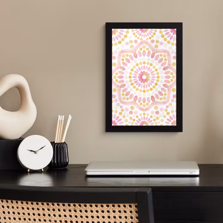 Abstract - Mandala - Kunst - Modern - Roze fotolijst zwart zonder passe partout klein -sfeer1