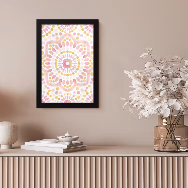 Abstract - Mandala - Kunst - Modern - Roze fotolijst zwart zonder passe partout klein -sfeer5