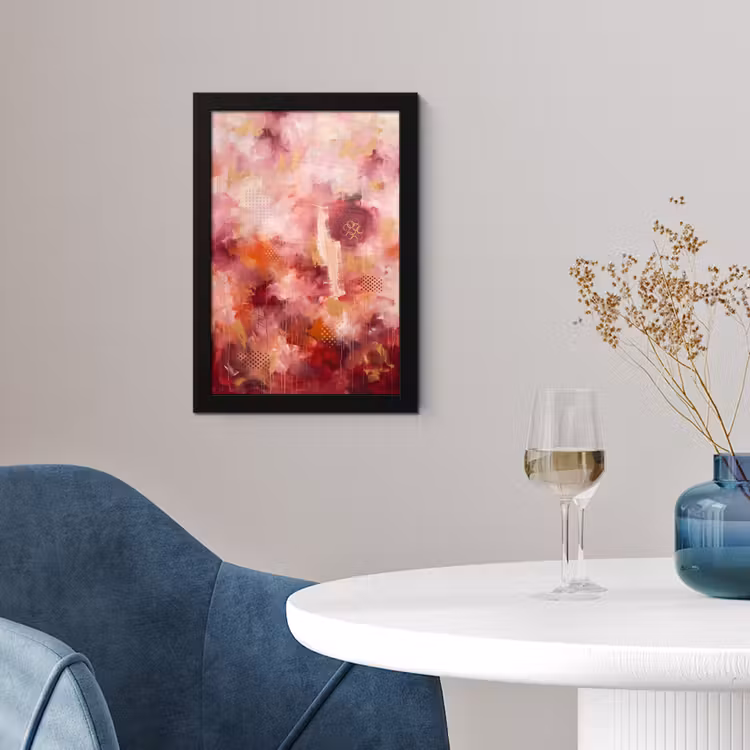 Abstract - Rood - Goud - Modern - Kunst fotolijst zwart zonder passe partout klein -sfeer4