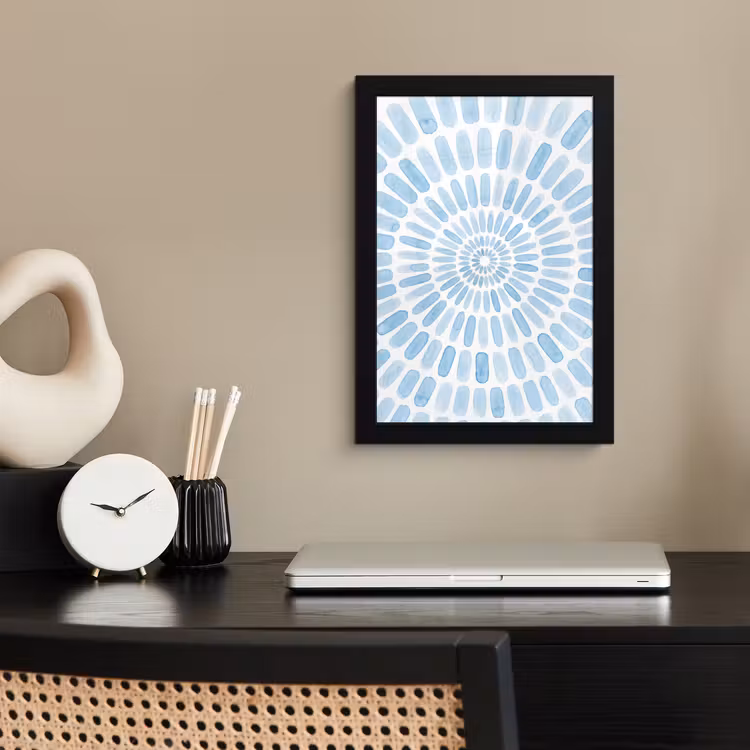 Abstract - Vormen - Kunst - Aquarel - Blauw fotolijst zwart zonder passe partout klein -sfeer1