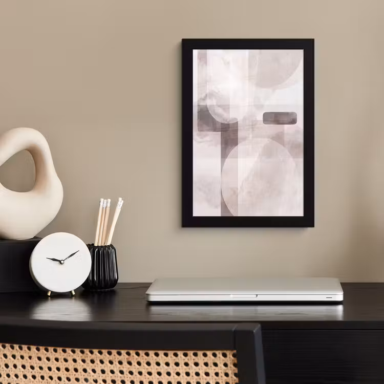 Framed Prints - Abstract Shapes - Beige - Abstracte vormen - Beige fotolijst zwart zonder passe partout klein
