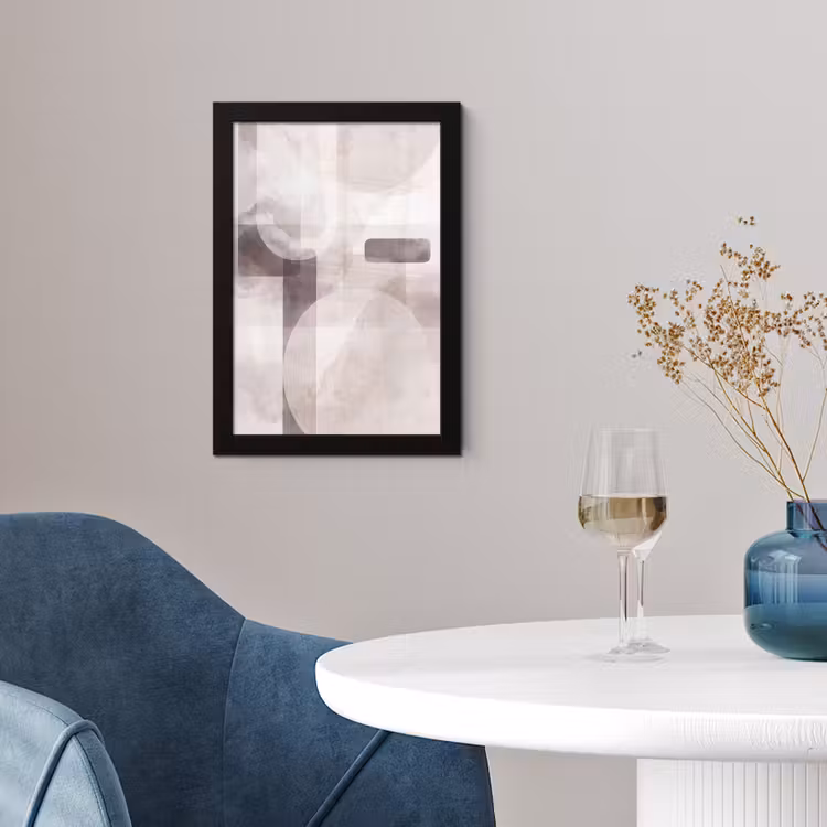 Framed Prints - Abstract Shapes - Beige - Abstracte vormen - Beige fotolijst zwart zonder passe partout klein