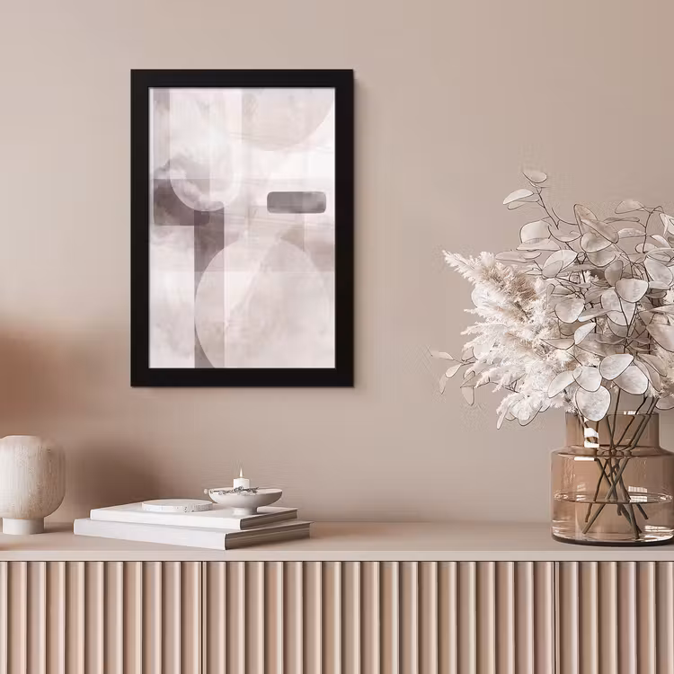 Framed Prints - Abstract Shapes - Beige - Abstracte vormen - Beige fotolijst zwart zonder passe partout klein