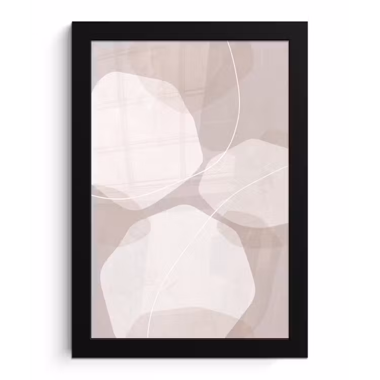 Framed Prints - Abstract - Shapes - Beige - Abstract - Vormen - Beige fotolijst zwart zonder passe partout klein