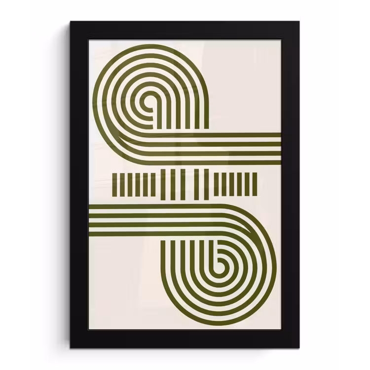 Abstract - Vormen - Modern - Groen fotolijst zwart zonder passe partout klein -3d