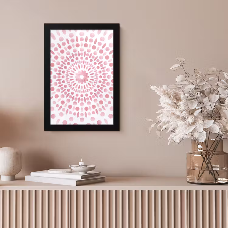 Abstract - Vormen - Patroon - Aquarel - Roze fotolijst zwart zonder passe partout klein -sfeer5