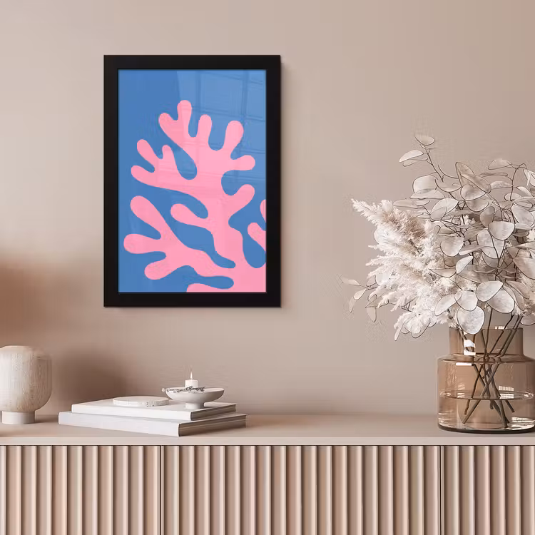 Abstract - Vormen - Roze - Blauw fotolijst zwart zonder passe partout klein -sfeer5