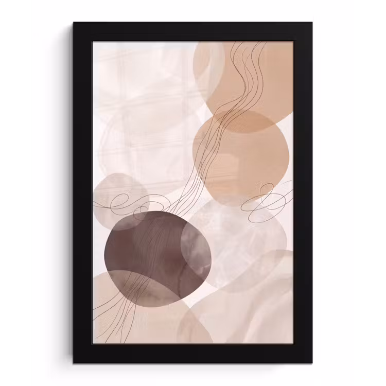 Framed Prints - Abstraction - Beige - Modern - Abstractie - Beige - Modern fotolijst zwart zonder passe partout klein