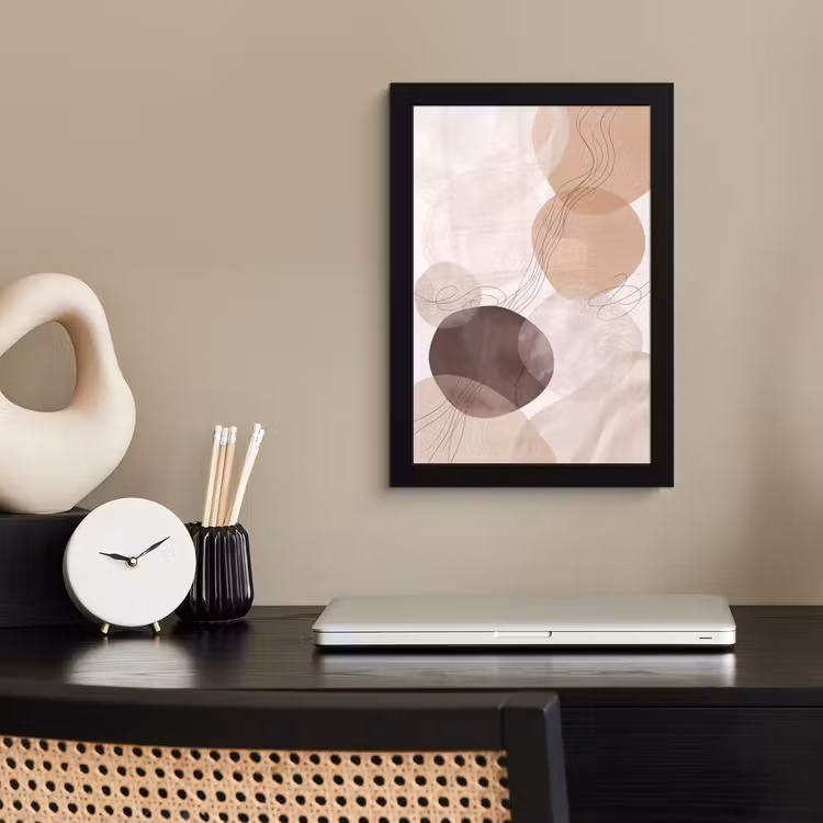 Framed Prints - Abstraction - Beige - Modern - Abstractie - Beige - Modern fotolijst zwart zonder passe partout klein