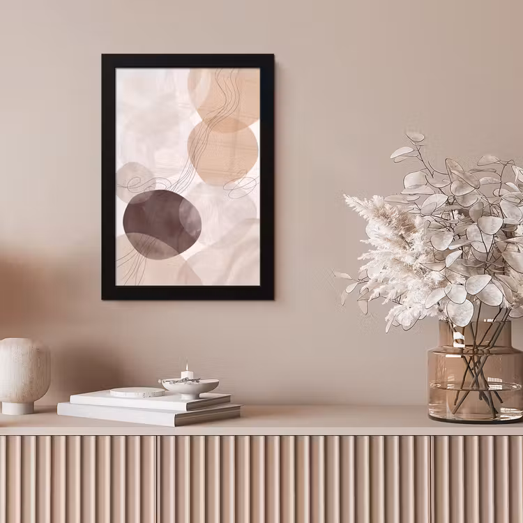 Framed Prints - Abstraction - Beige - Modern - Abstractie - Beige - Modern fotolijst zwart zonder passe partout klein
