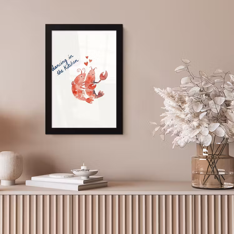 Dier - Dans - Liefde - Waterverf - Rood fotolijst zwart zonder passe partout klein -sfeer5