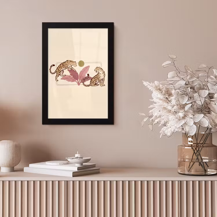 Dieren - Kat - Jungle - Illustratie - Beige fotolijst zwart zonder passe partout klein -sfeer5