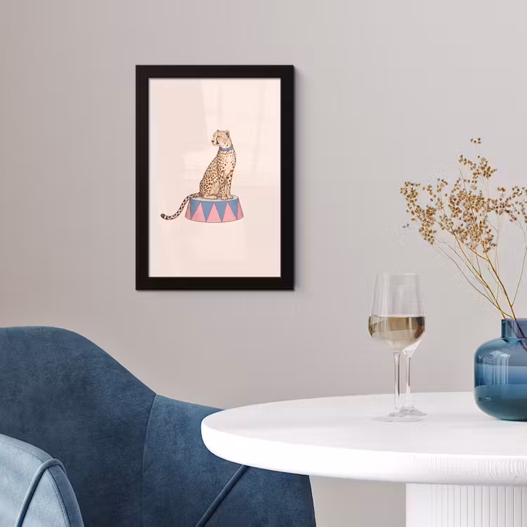Dieren - Circus - Illustratie - Vintage - Roze fotolijst zwart zonder passe partout klein -sfeer4