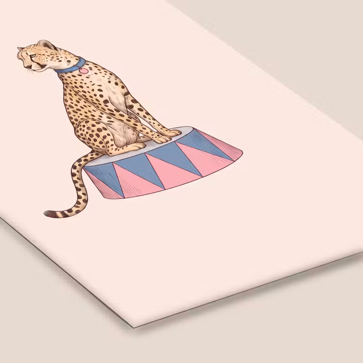 Dieren - Circus - Illustratie - Vintage - Roze fotolijst zwart zonder passe partout klein -zsfeer6
