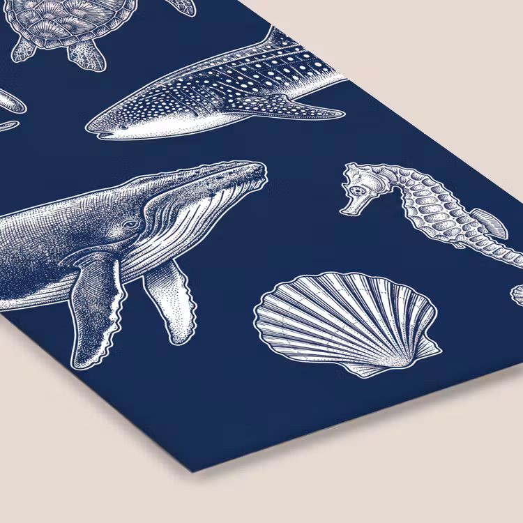 Dieren - Zeeleven - Oceaan - Graveren - Blauw fotolijst zwart zonder passe partout klein -zsfeer6