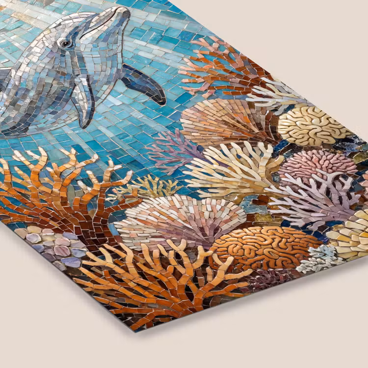 Dieren - Mozaïek - Oceaan - Koraal - Blauw fotolijst zwart zonder passe partout klein -zsfeer6