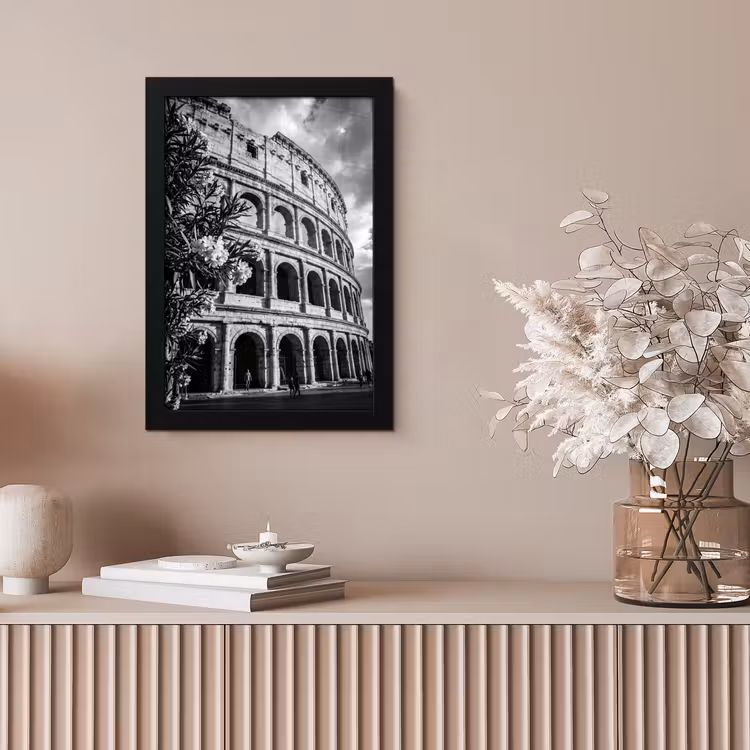 Architectuur - Colosseum - Rome - Historisch - Zwart-wit fotolijst zwart zonder passe partout klein -sfeer5