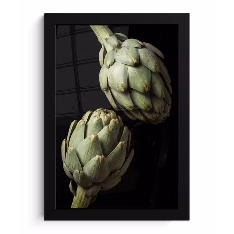 Framed Prints - Artichoke - Green - Food - Artisjok - Groen - Eten fotolijst zwart zonder passe partout klein