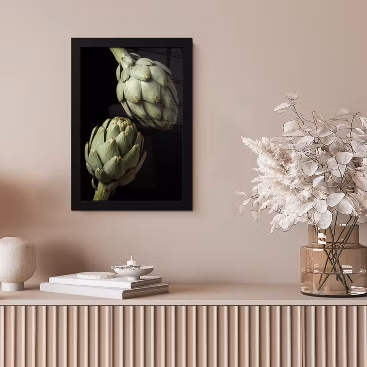 Framed Prints - Artichoke - Green - Food - Artisjok - Groen - Eten fotolijst zwart zonder passe partout klein