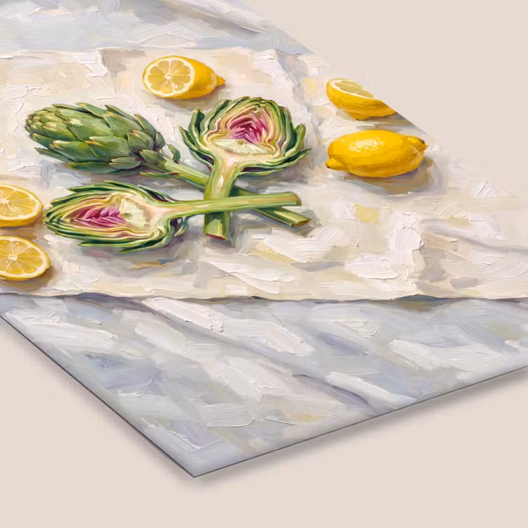 Framed Prints - Artichoke - Lemon - Food - Artisjok - Citroen - Eten fotolijst zwart zonder passe partout klein