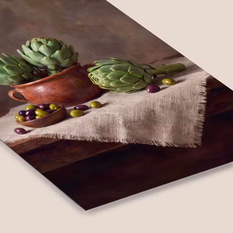 Framed Prints - Artichokes - Olives - Food - Artisjokken - Olijven - Eten fotolijst zwart zonder passe partout klein