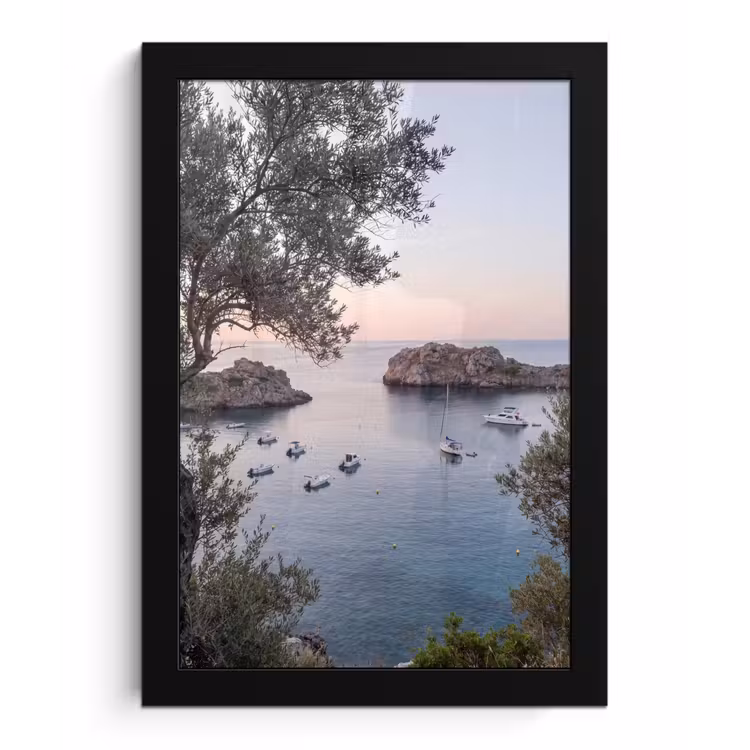 Framed Prints - Bay - boats - sunset - Baai - boten - zonsondergang fotolijst zwart zonder passe partout klein