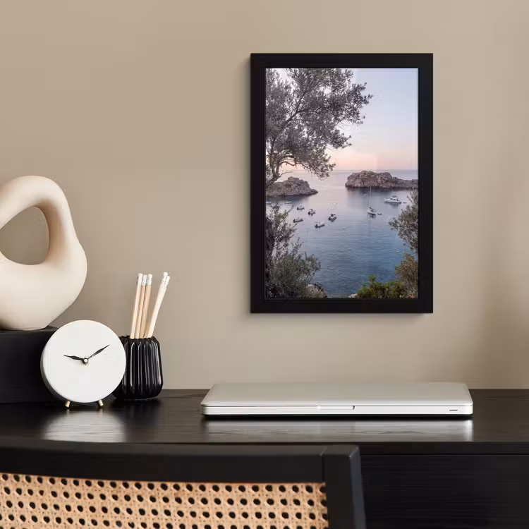 Framed Prints - Bay - boats - sunset - Baai - boten - zonsondergang fotolijst zwart zonder passe partout klein