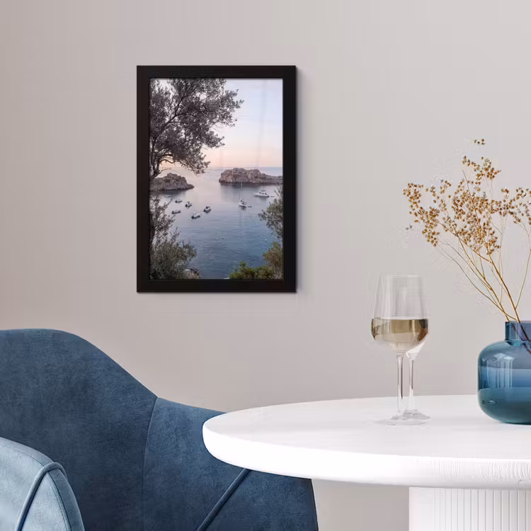 Framed Prints - Bay - boats - sunset - Baai - boten - zonsondergang fotolijst zwart zonder passe partout klein