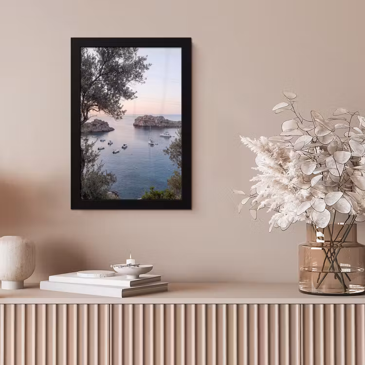 Framed Prints - Bay - boats - sunset - Baai - boten - zonsondergang fotolijst zwart zonder passe partout klein