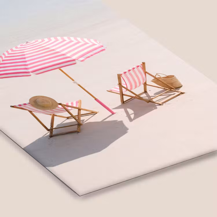 Strand - Parasol - Ligstoel - Zomer - Roze fotolijst zwart zonder passe partout klein -zsfeer6