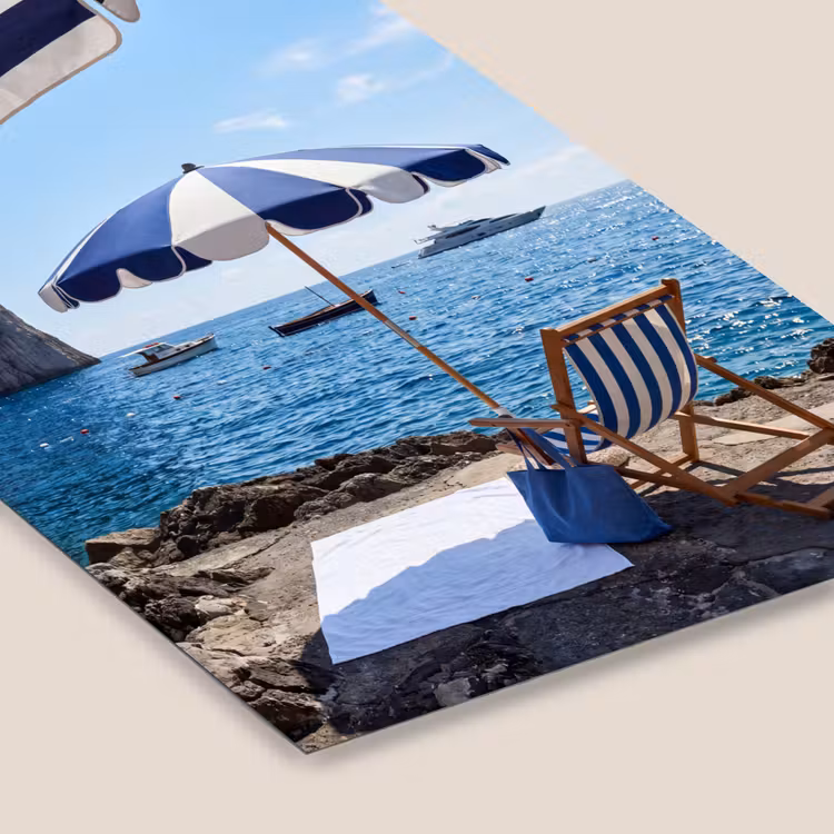 Strand - Ligstoel - Parasol - Zomer - Blauw fotolijst zwart zonder passe partout klein -zsfeer6