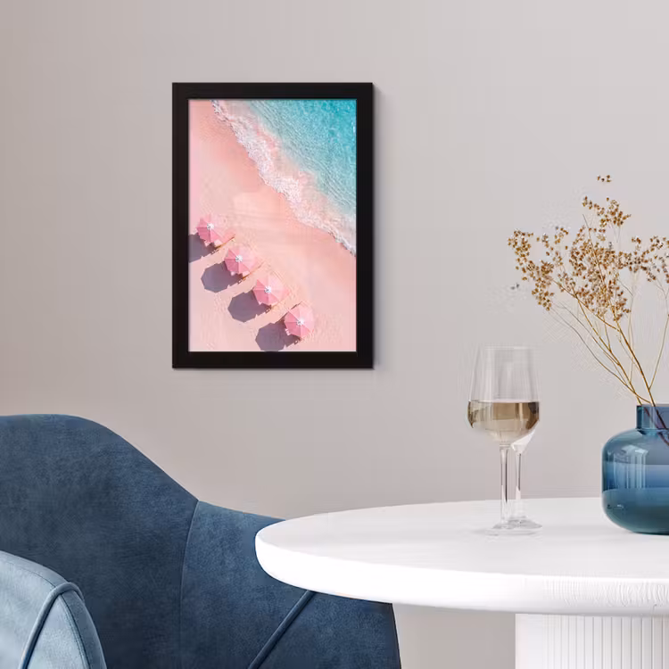 Strand - Roze zand - Zee - Zomer - Natuur fotolijst zwart zonder passe partout klein -sfeer4