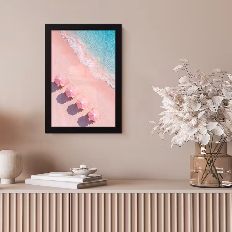 Strand - Roze zand - Zee - Zomer - Natuur fotolijst zwart zonder passe partout klein -sfeer5