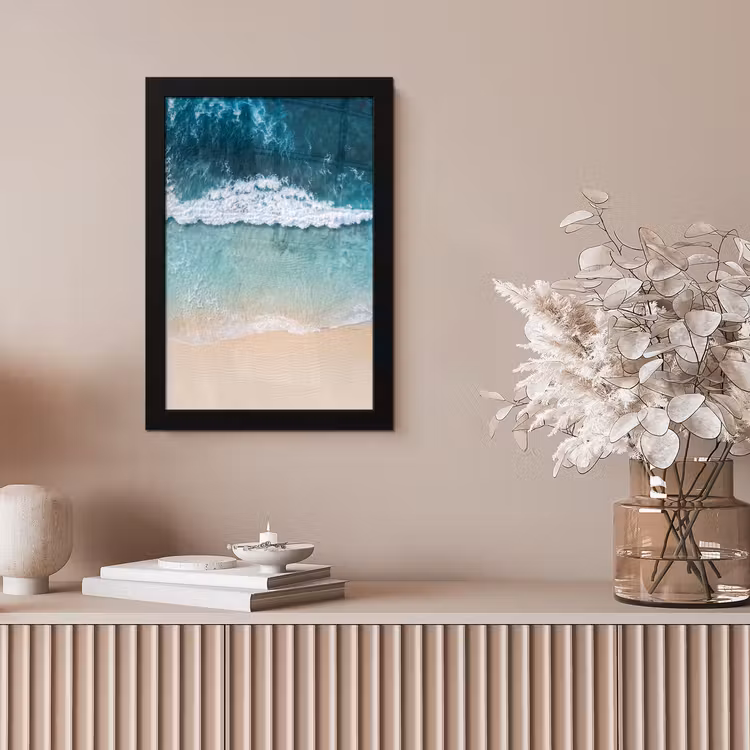 Strand - Zee - Golven - Natuur - Blauw fotolijst zwart zonder passe partout klein -sfeer5