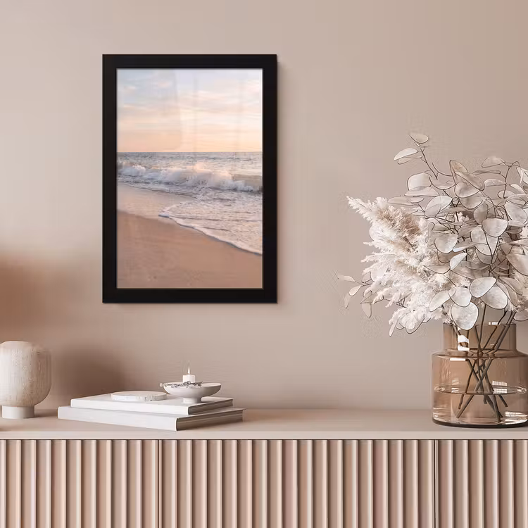 Strand - Zee - Golven - Natuur - Zonsondergang fotolijst zwart zonder passe partout klein -sfeer5