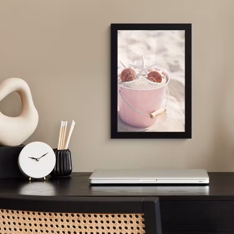 Strand - Schelpen - Zomer - Roze - Decoratie fotolijst zwart zonder passe partout klein -sfeer1