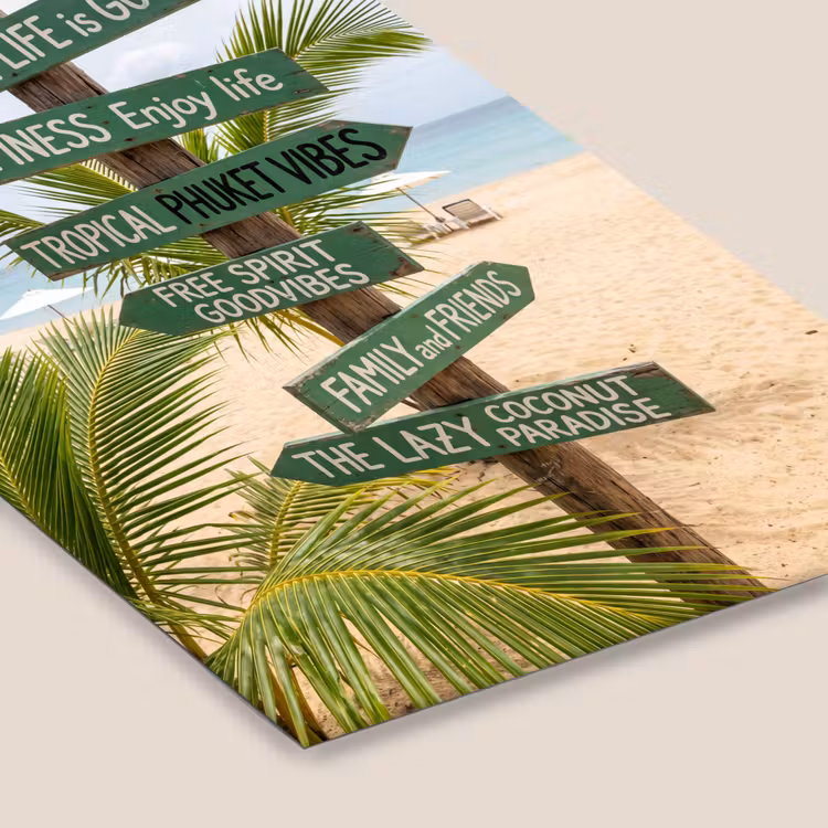 Strand - Wegwijzer - Palmen - Tropisch - Groen fotolijst zwart zonder passe partout klein -zsfeer6